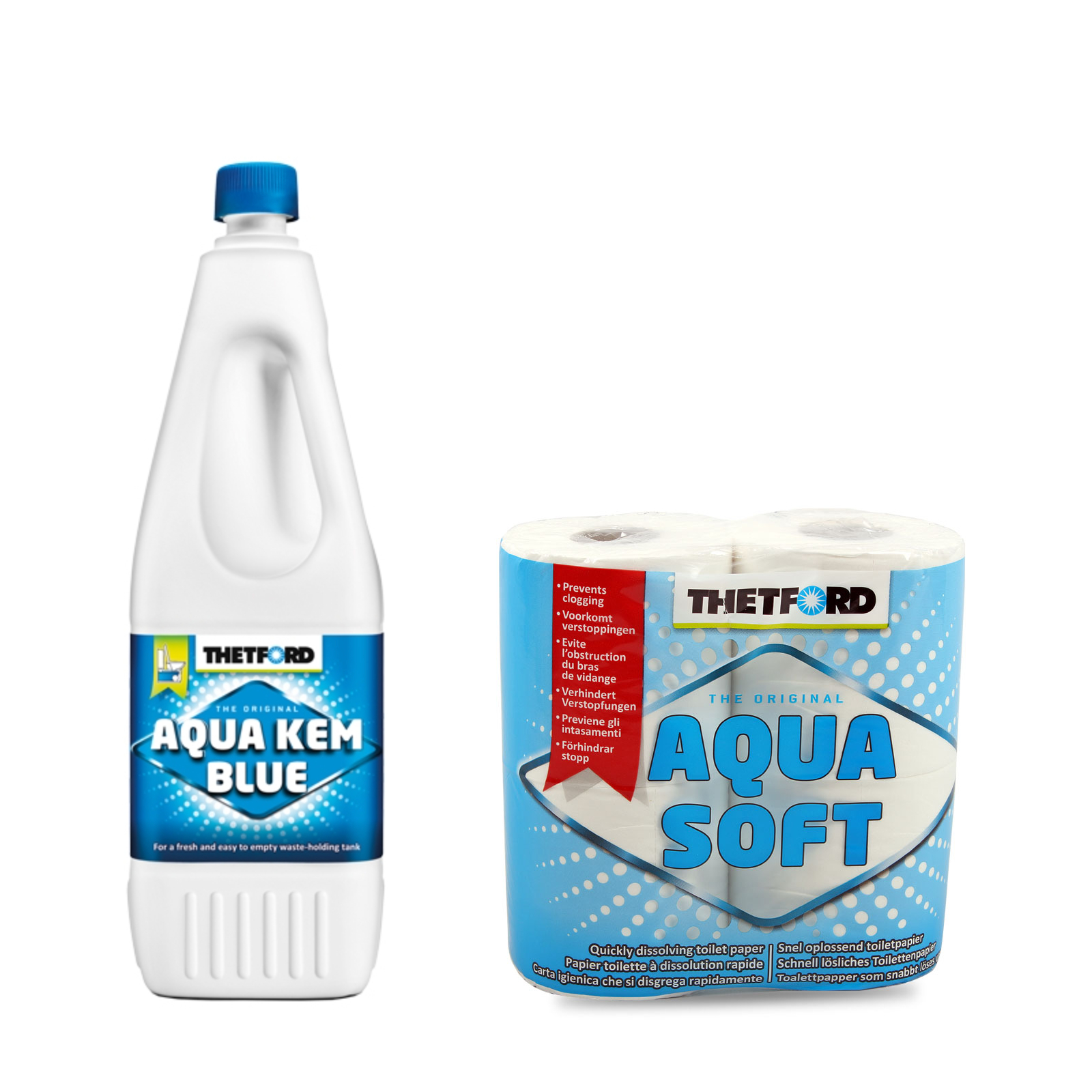 Thetford Aqua Blue 2L Toiletten Zusatz für den Abwasserbehälter + Aqua Soft
