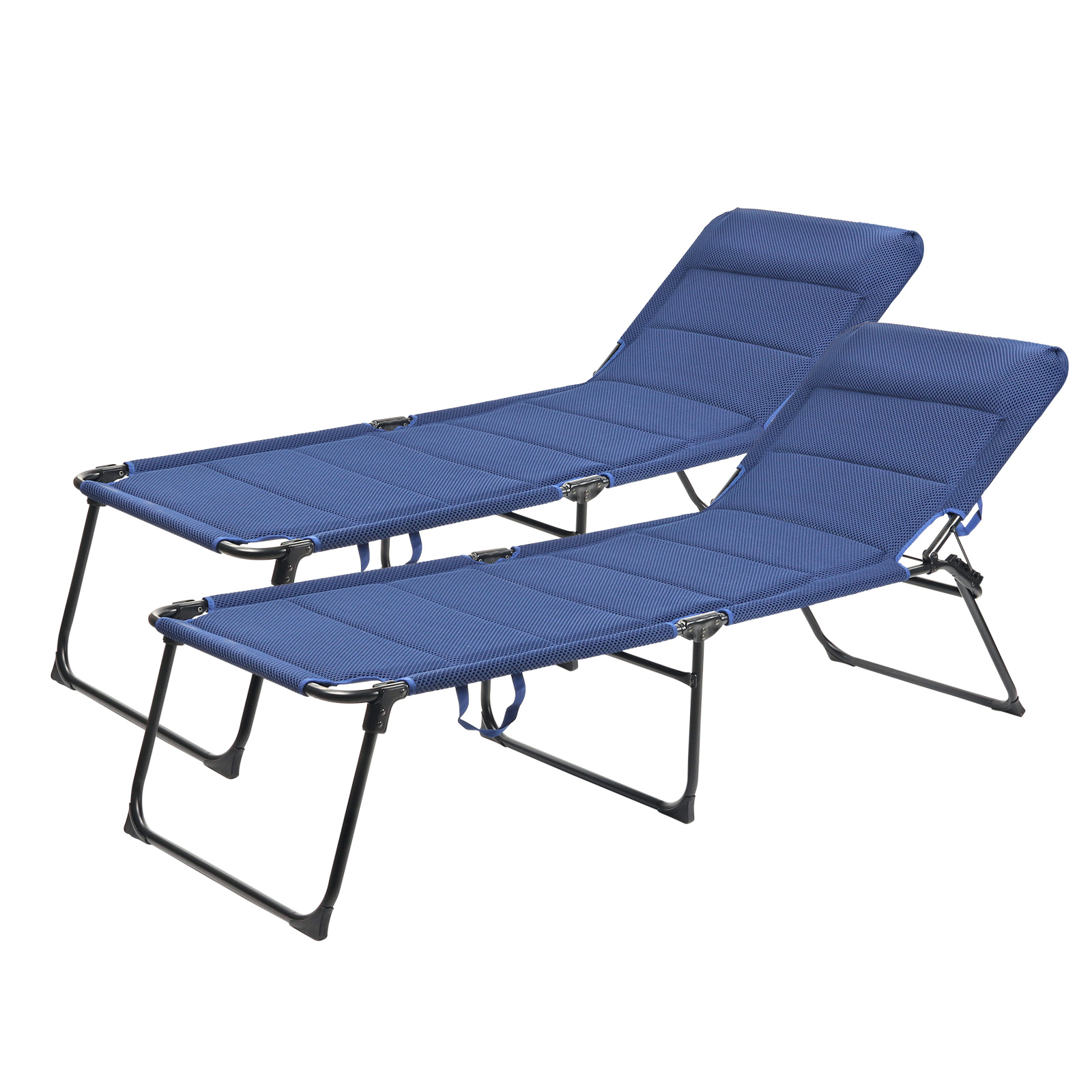 2x Via Mondo Campingliege Set "Grande Azul" 3 fach verstellbar Alu Rahmen comfortabel stabil