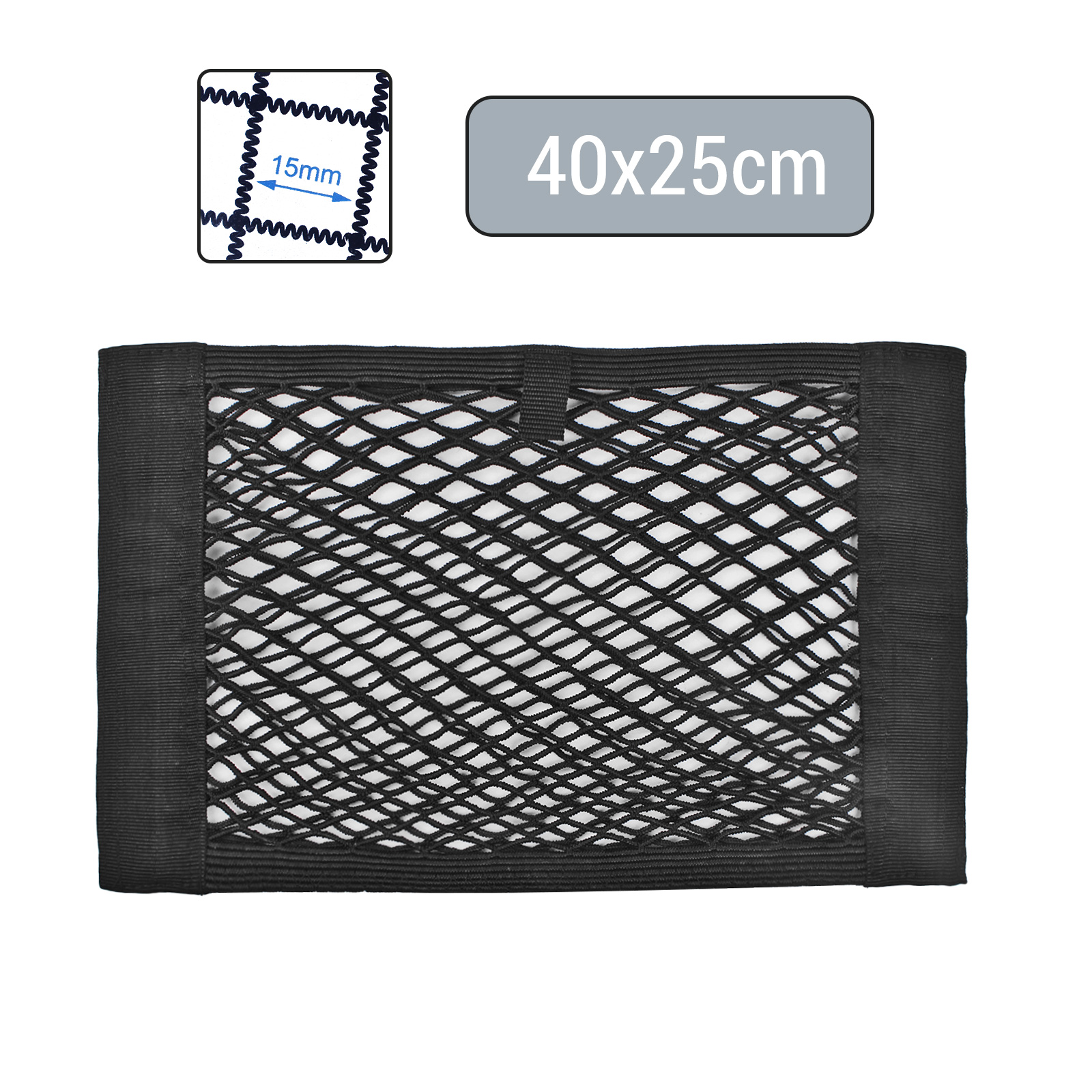 Kofferraumnetz Ablagenetz elastisch 40x25cm Klettbefestigung doppel Netz