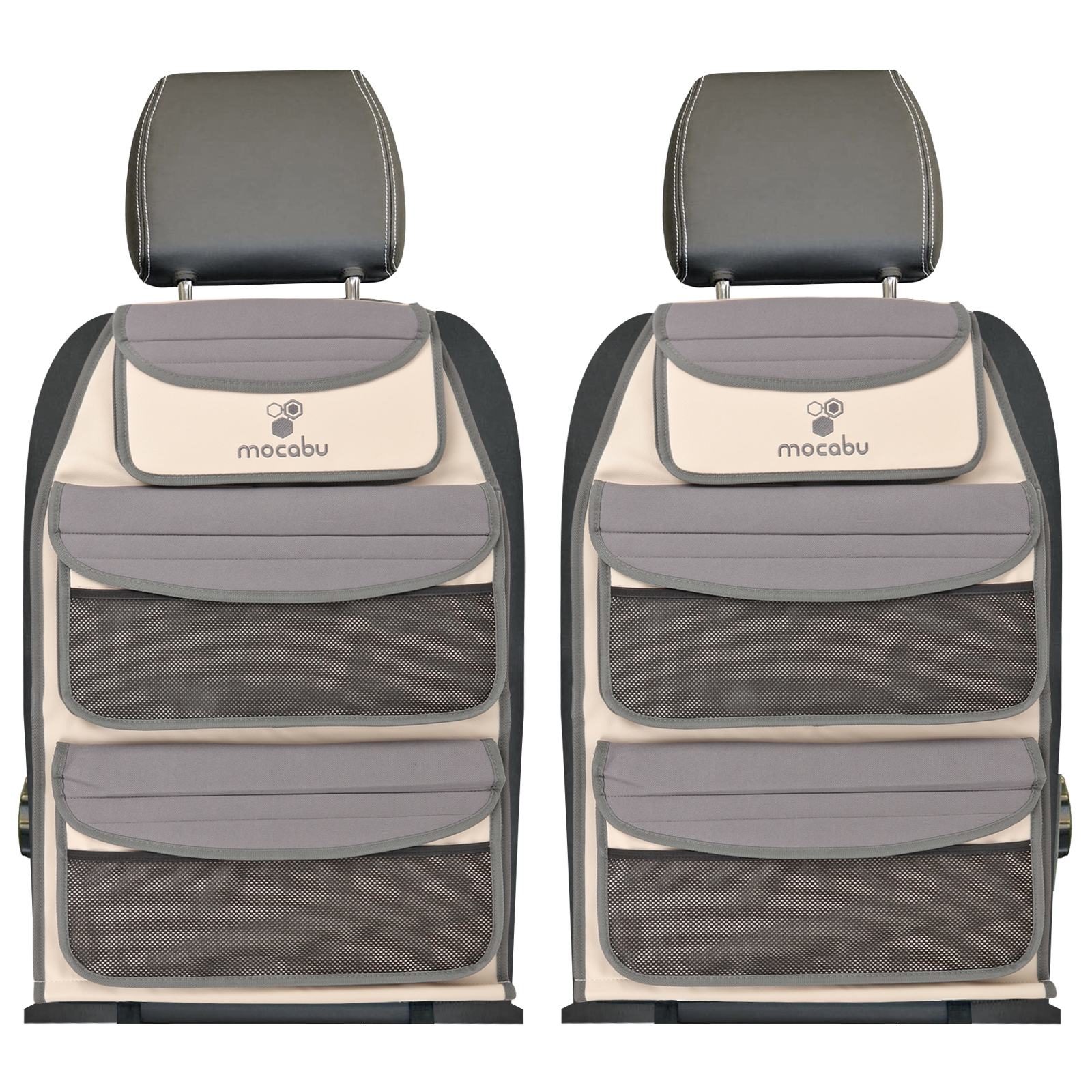 2er Set Rücksitztasche Sitz Organizer 3 Fächer zu verwenden mit VW T5 T6 Beige
