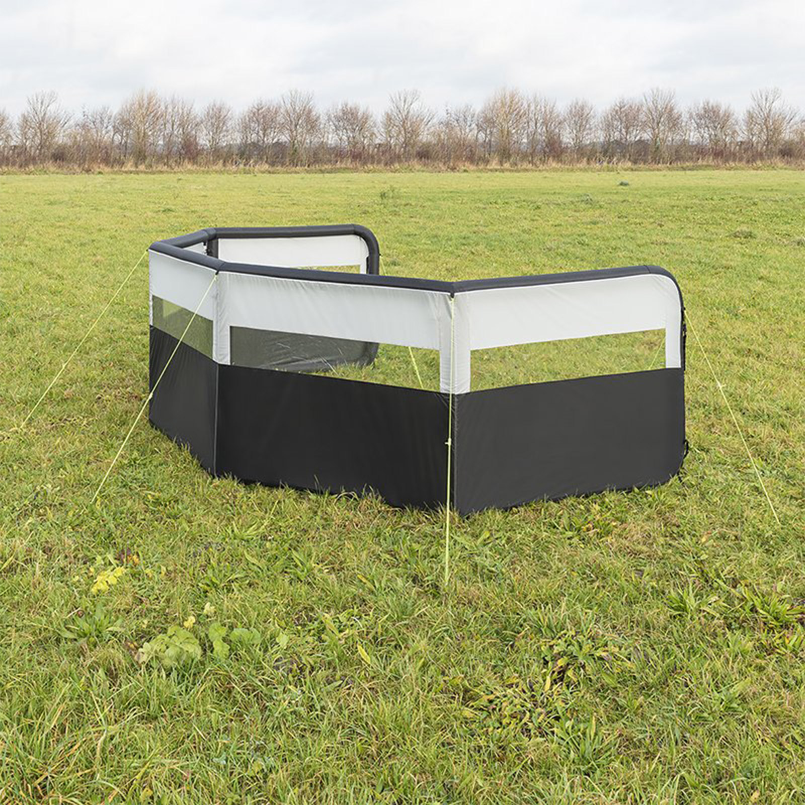 Windschutz Windbarikade aufblasbar | 150D Polyester | 840x140 cm | grau
