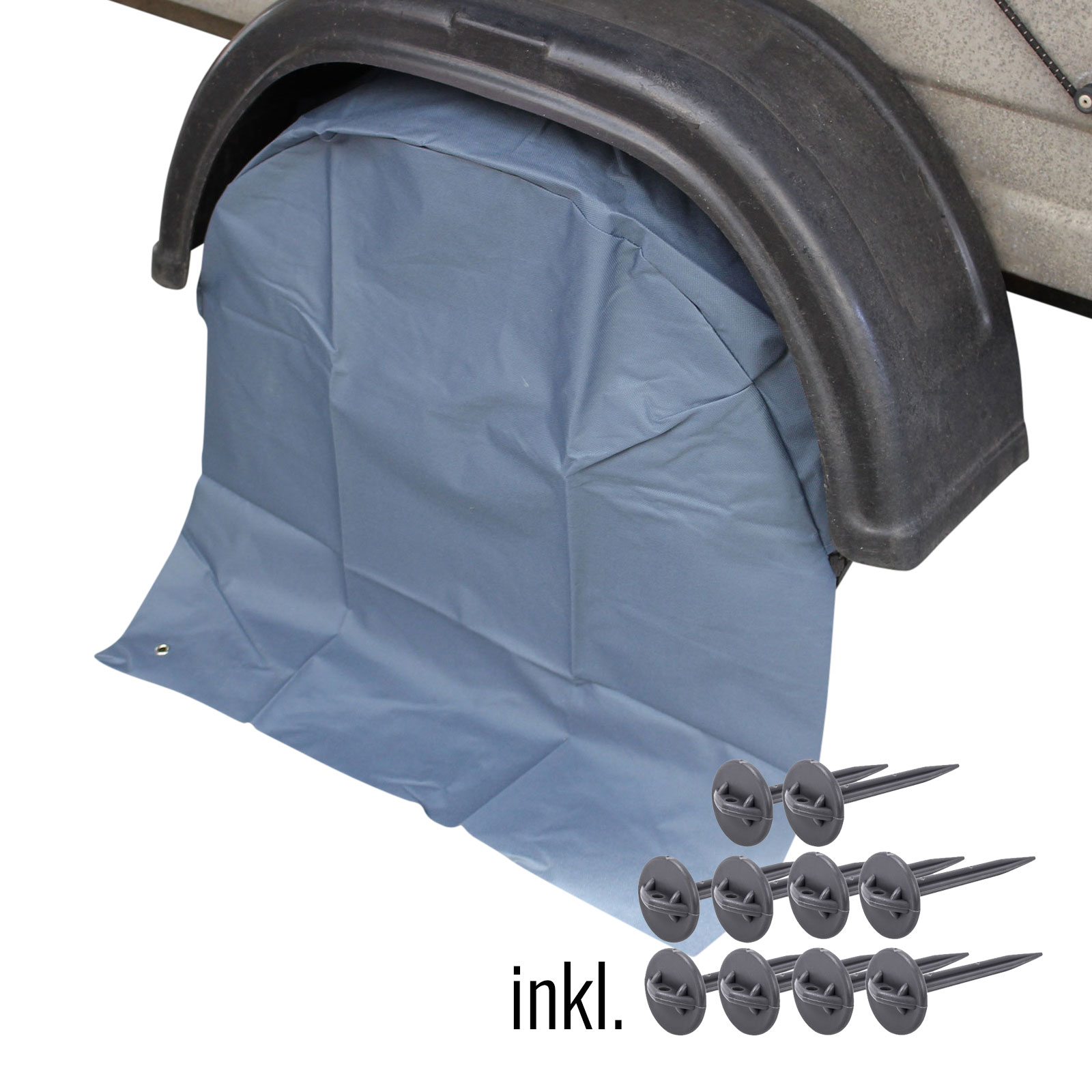 Wohnwagen Radabdeckung grau UV Schutz Polyestergewebe mit Anker Ösen + Heringe