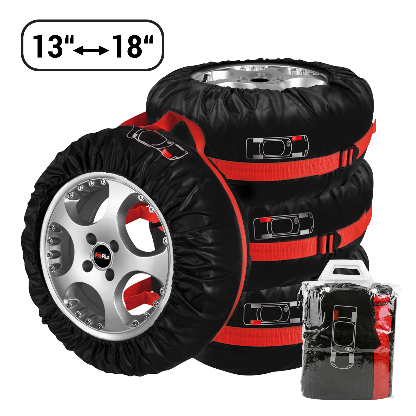 4er Set Reifen Hüllen Taschen Tragegriff Nylon max 18"; 20 Kg pro Rad