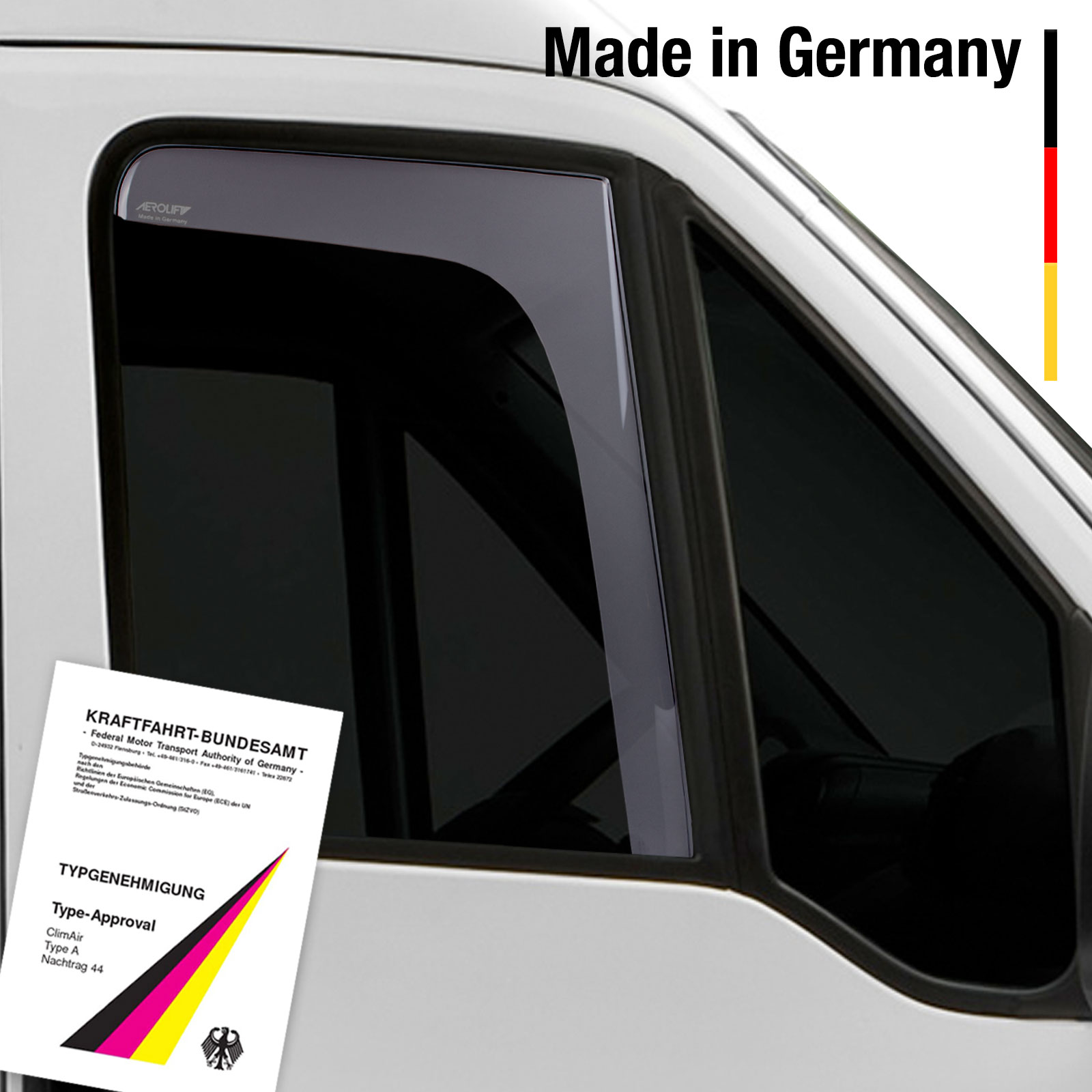 Windabweiser vorne mit ABE rauchgrau VW Bus + Transporter T5 03-15